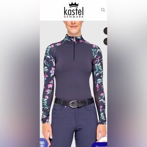 Floral Long Sleeve Women's Top in Black and Pink